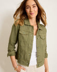 TWO PALMS LINEN RAW-EDGE JACKET