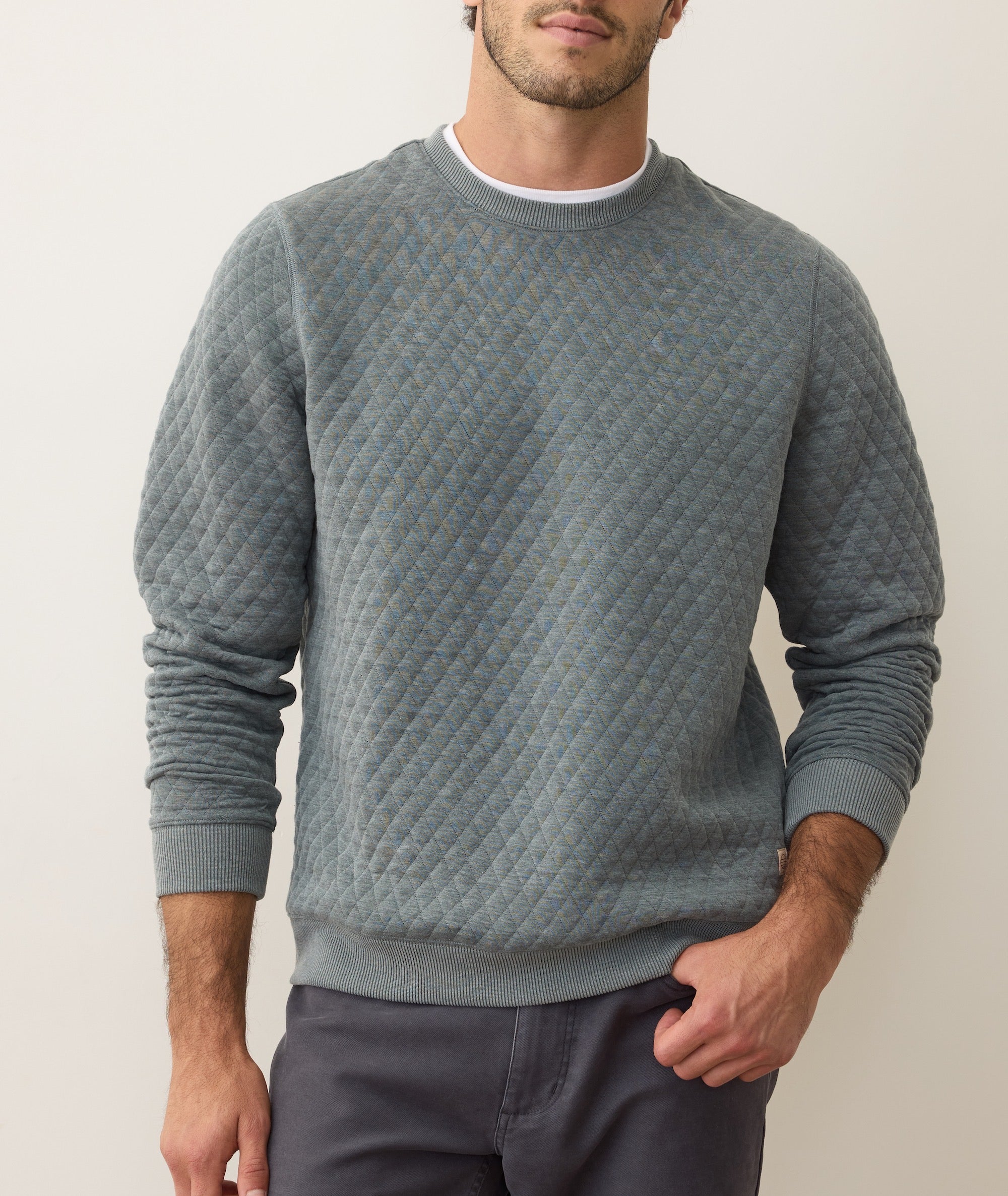 M'S CORBET QUILTED CREWNECK