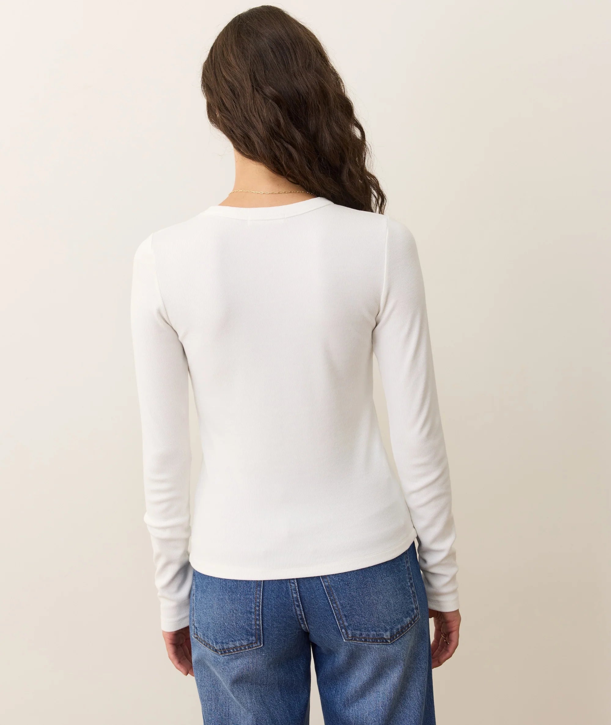 W'S L/S RIB SUN-IN CREW TEE