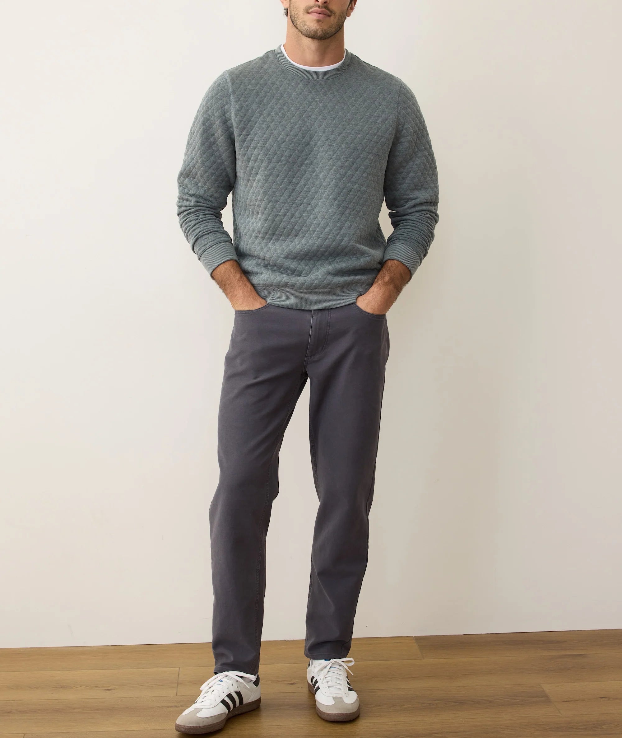 M'S CORBET QUILTED CREWNECK