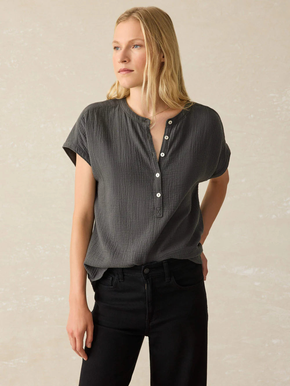 DREAM COTTON GAUZE DESMOND TOP