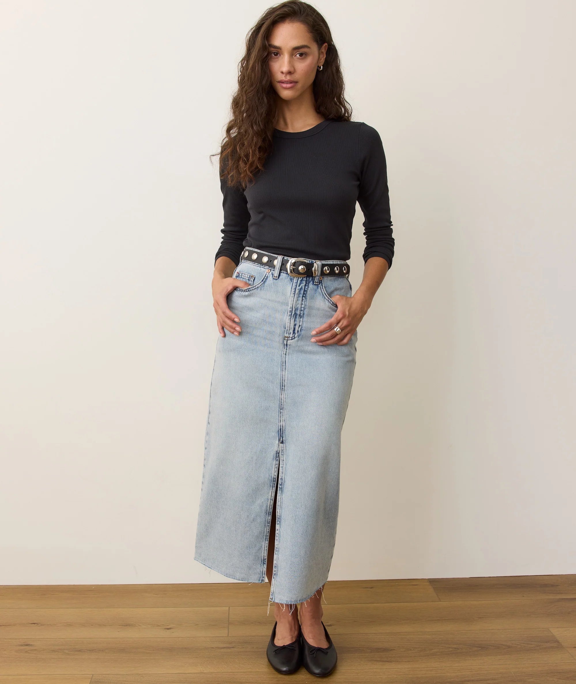 W'S L/S RIB SUN-IN CREW TEE