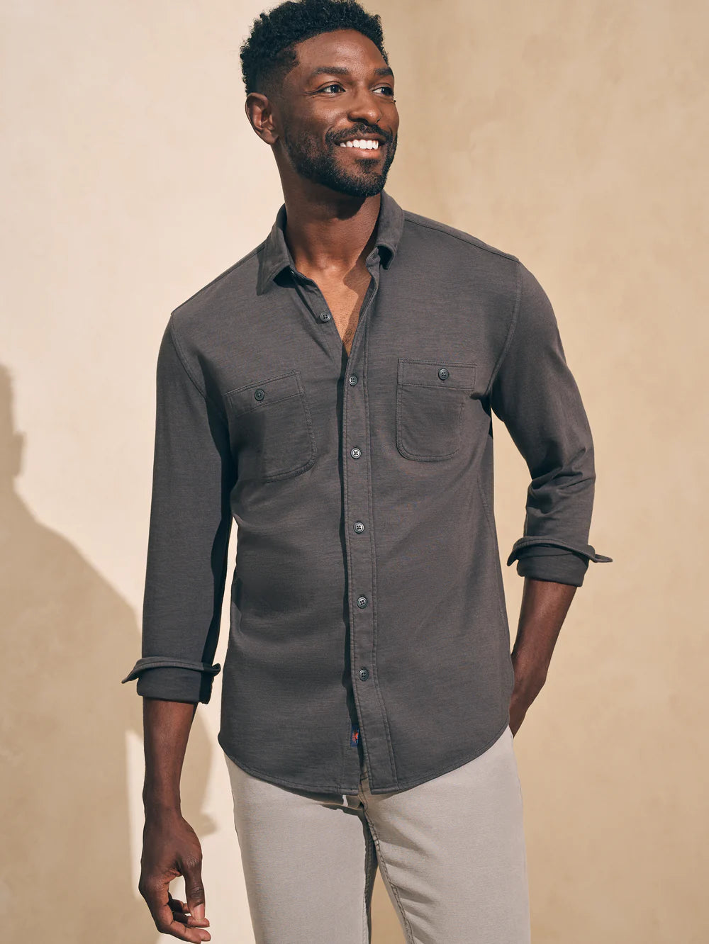 M'S SUNWASHED KNIT SHIRT (DOUBLE POCKET)