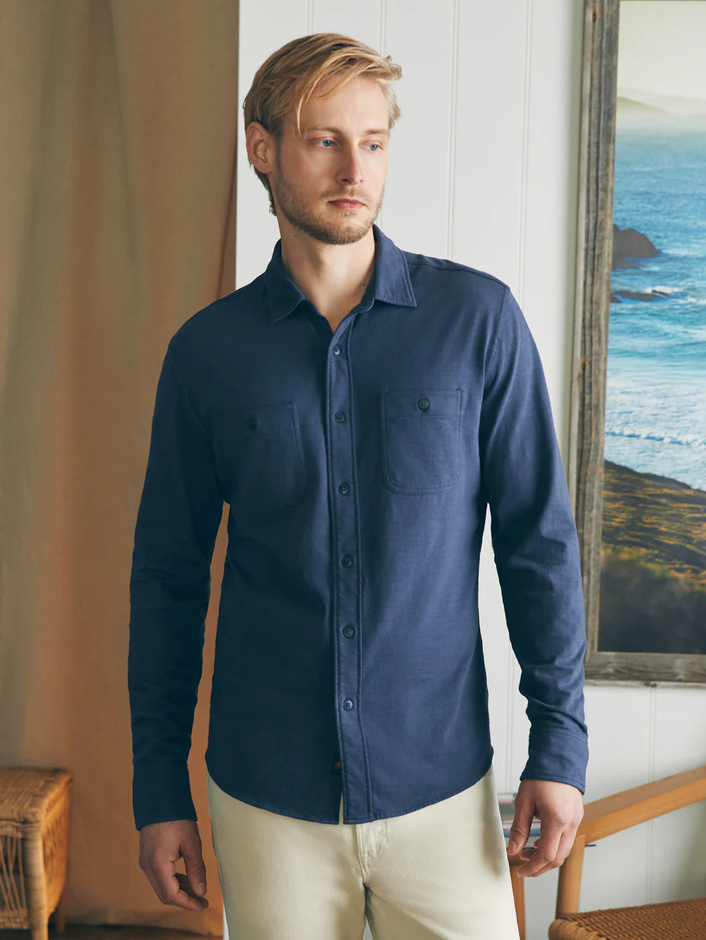 M'S SUNWASHED KNIT SHIRT (DOUBLE POCKET)