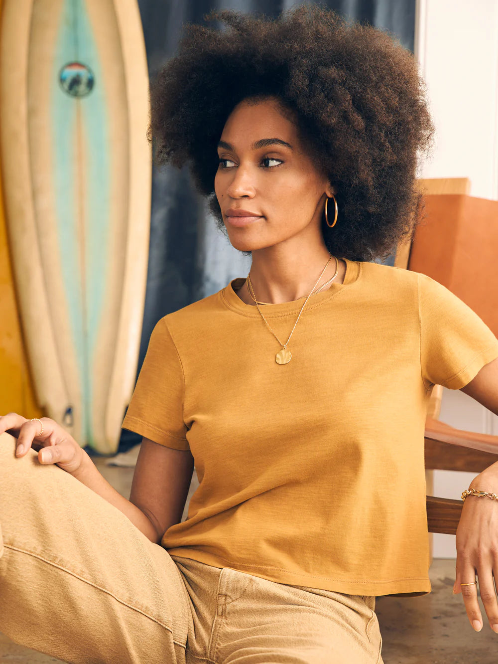 SUNWASHED CROPPED CREW TEE