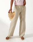 TWO PALMS HIGH-RISE LINEN EASY PANTS