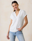 LINNEA JOHNNY COLLAR SHORT-SLEEVE T-SHIRT