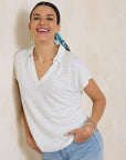 LINNEA JOHNNY COLLAR SHORT-SLEEVE T-SHIRT