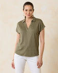 LINNEA JOHNNY COLLAR SHORT-SLEEVE T-SHIRT