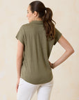 LINNEA JOHNNY COLLAR SHORT-SLEEVE T-SHIRT