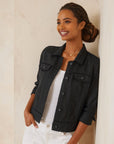 TWO PALMS LINEN RAW-EDGE JACKET