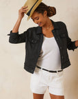 TWO PALMS LINEN RAW-EDGE JACKET