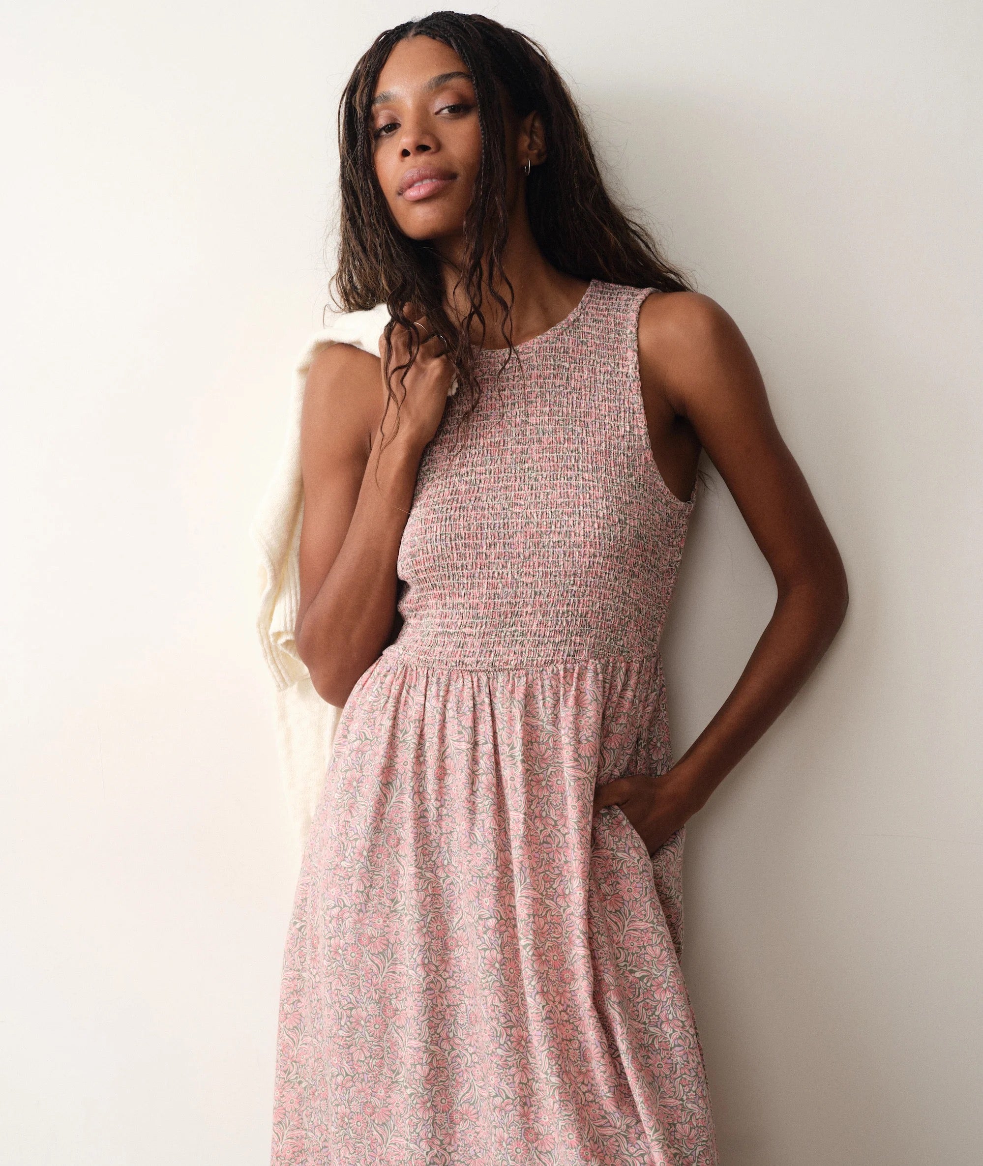 W'S DARCY POPLIN SMOCKED DRESS