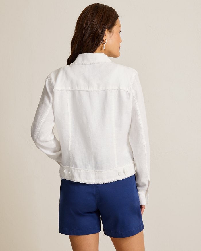 TWO PALMS LINEN RAW-EDGE JACKET