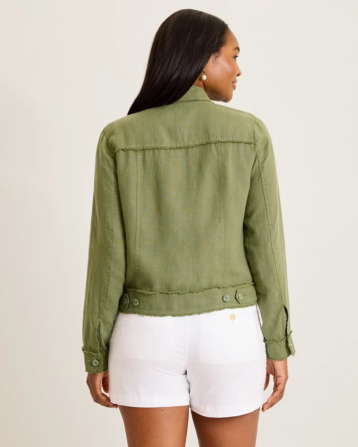 TWO PALMS LINEN RAW-EDGE JACKET