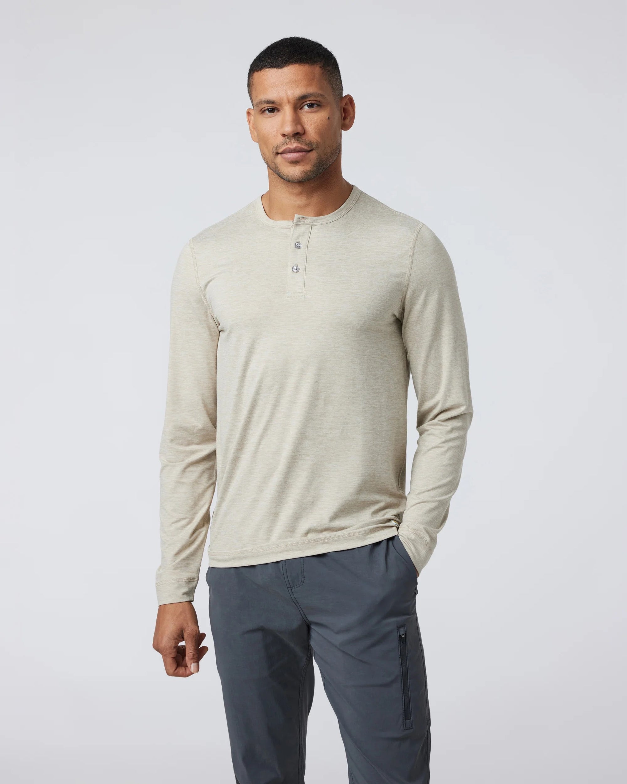 M&#39;S L/S EASE PERFORMANCE HENLEY