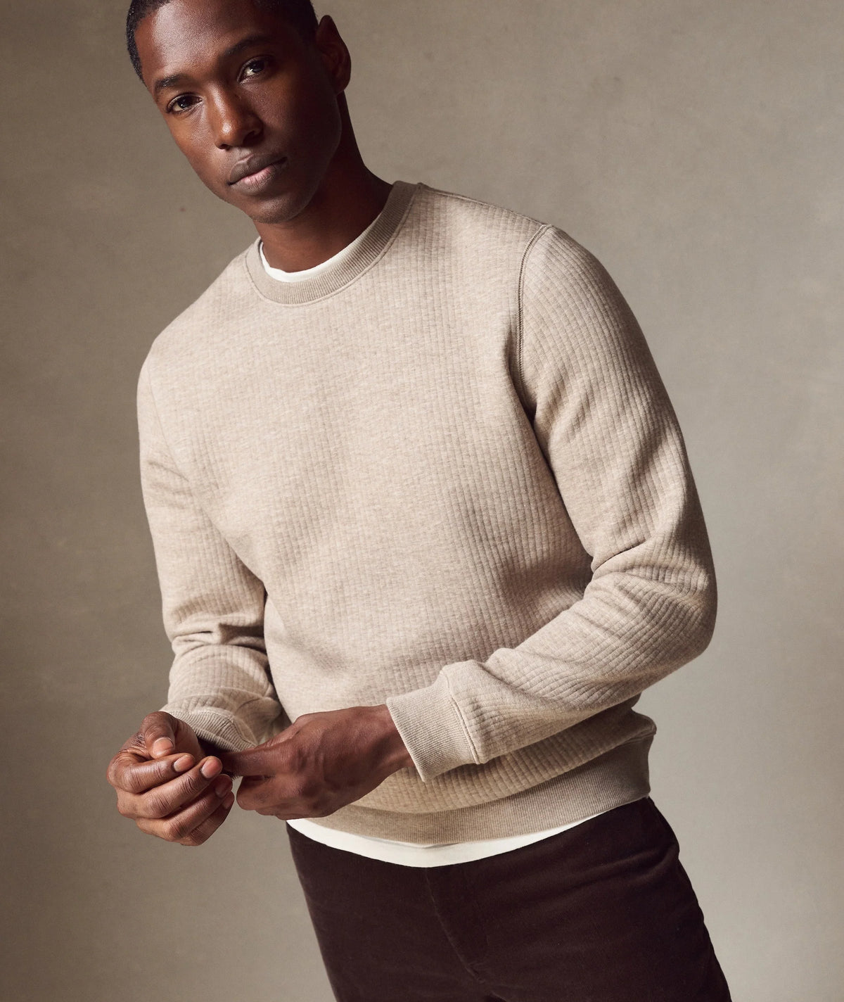 M'S CORBET QUILTED CREWNECK