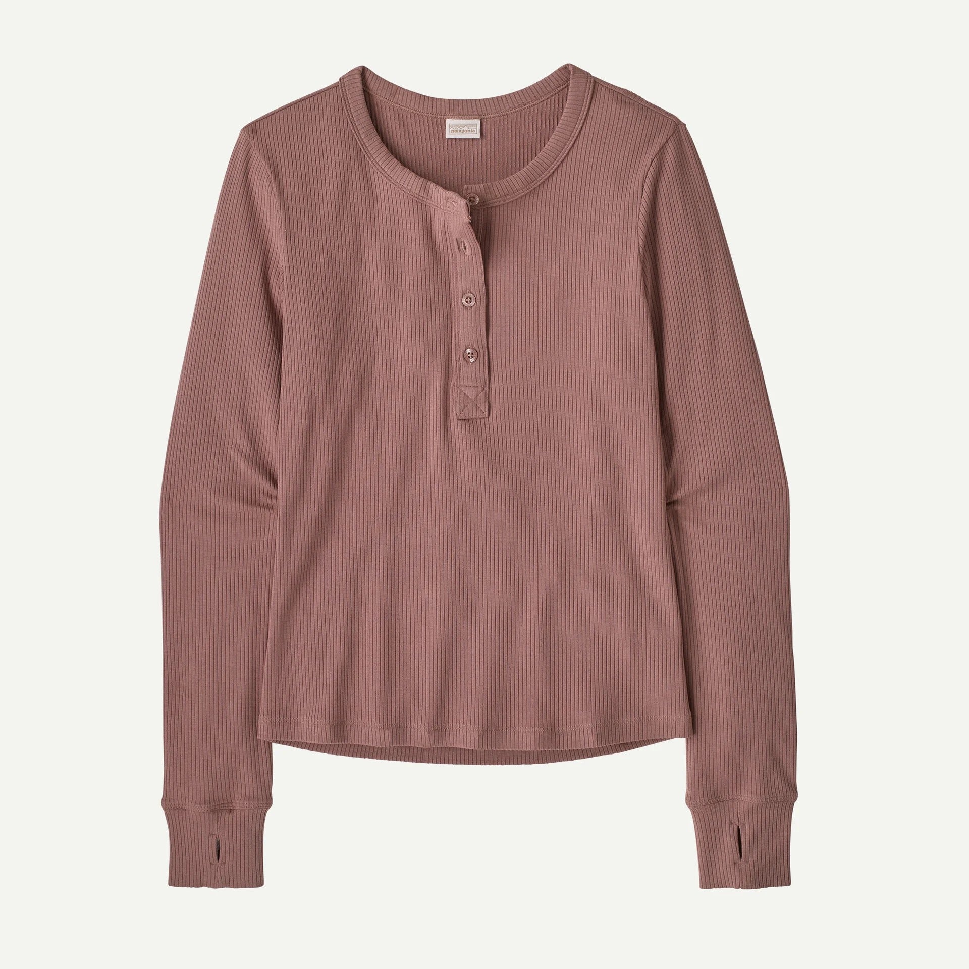 W'S L/S RIB KNIT HENLEY