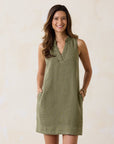 TWO PALMS DOUBLE RUFFLE LINEN DRESS