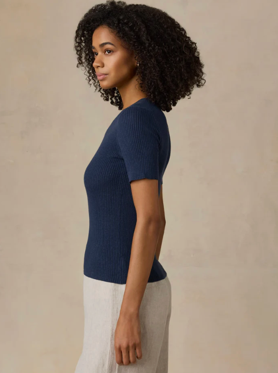W'S MIRAMAR LINEN MINI RIB TEE