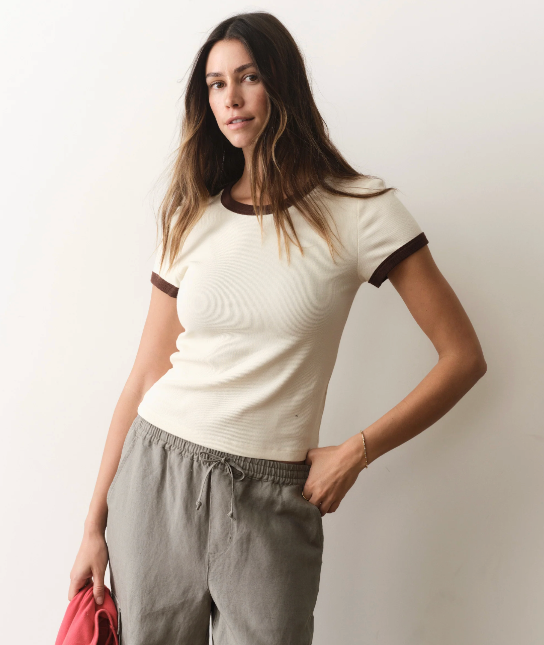 W'S LEXI RIB RINGER TEE