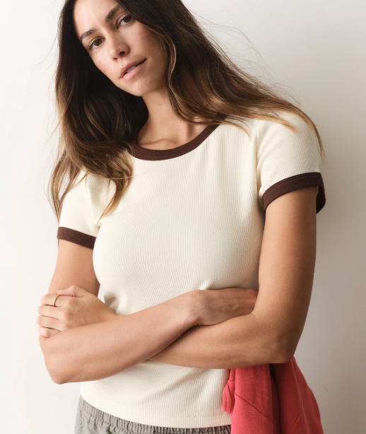 W'S LEXI RIB RINGER TEE