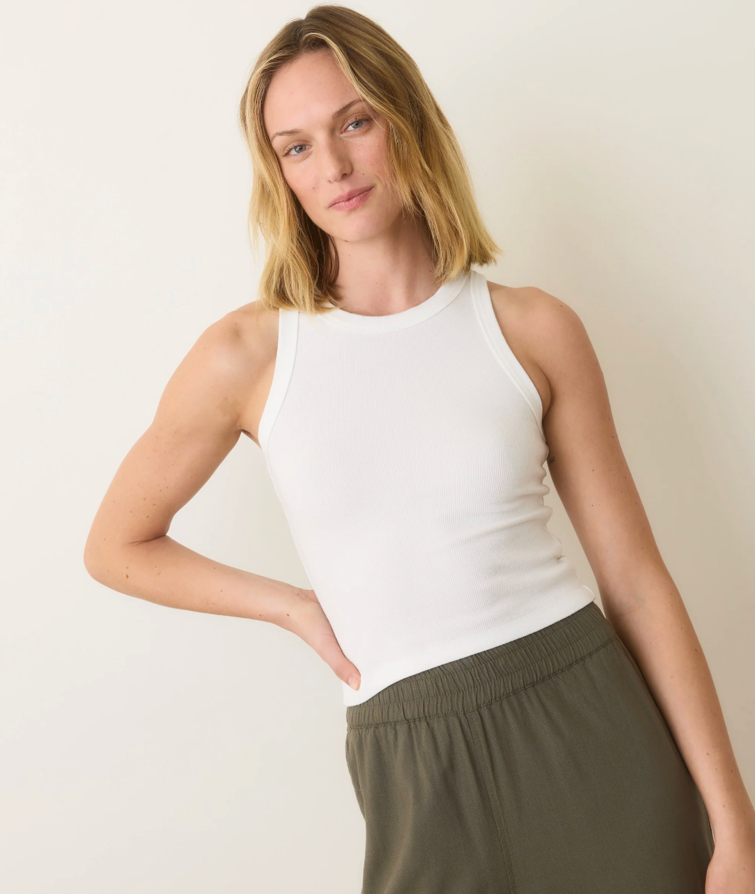 LEXI RIB SUN-IN HIGH NECK CROP TANK