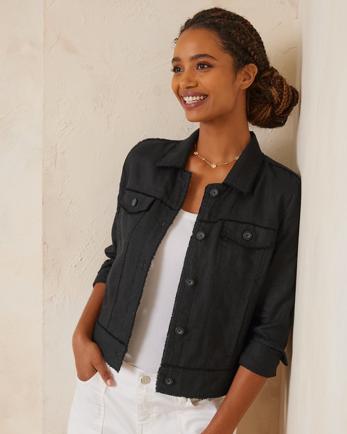 TWO PALMS LINEN RAW-EDGE JACKET – Kahunas