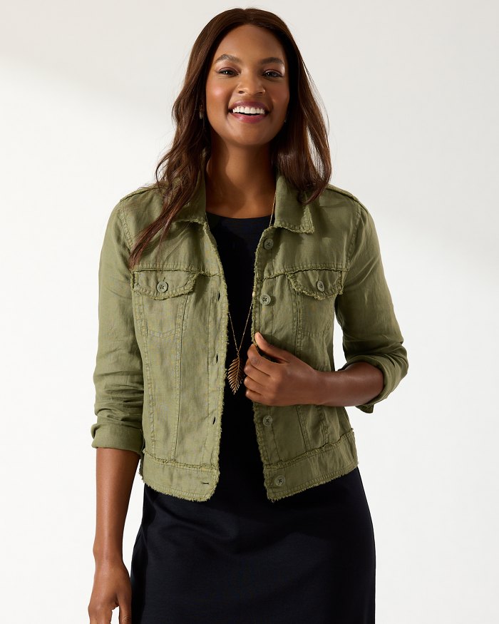 TWO PALMS LINEN RAW-EDGE JACKET – Kahunas TWO PALMS LINEN RAW-EDGE JACKET – Kahunas