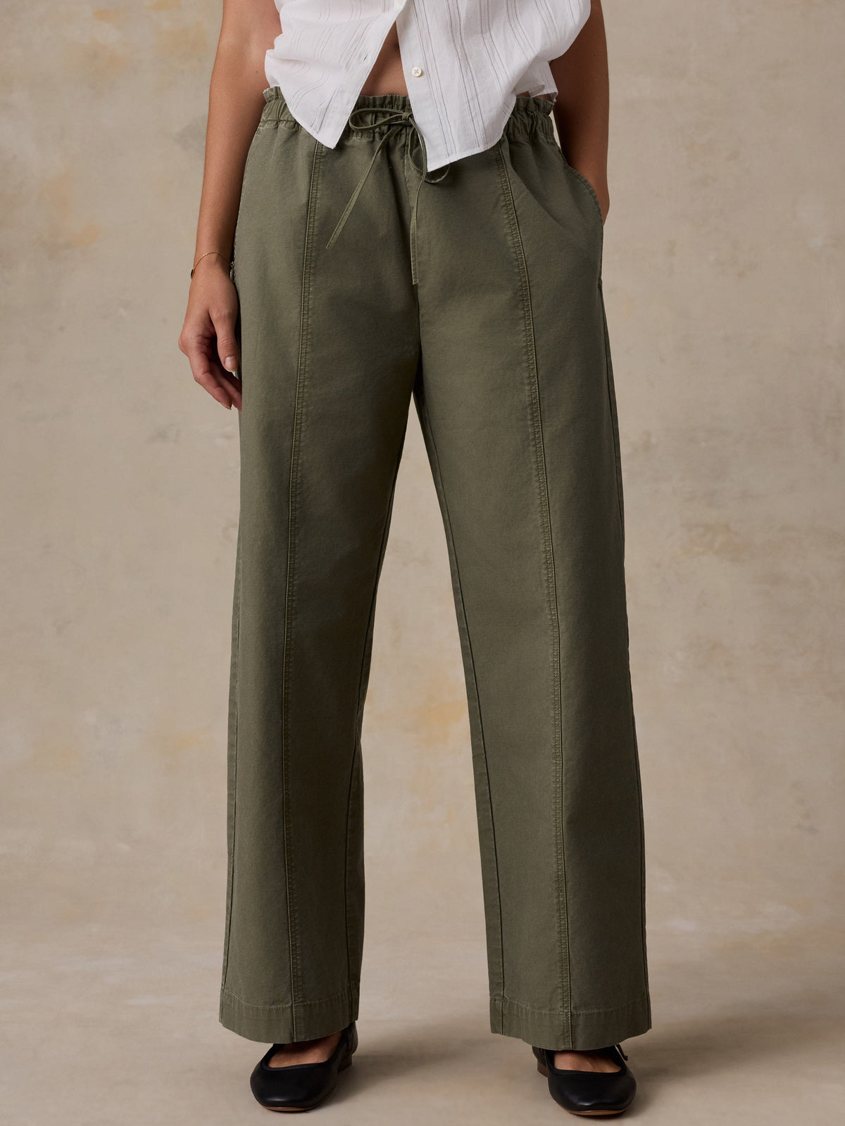 W'S COTTON TWILL DRAWSTRING PANT