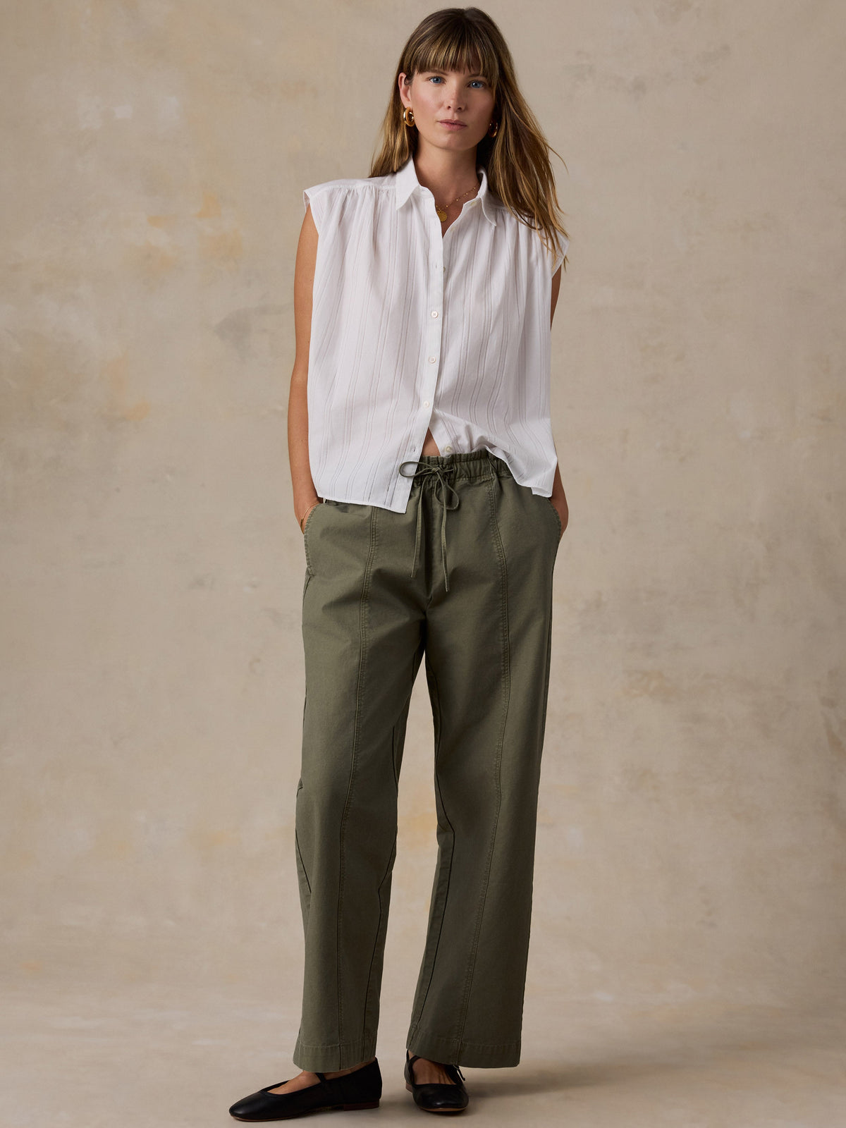 W'S COTTON TWILL DRAWSTRING PANT